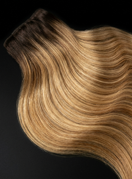 Ombre hair extensions close up