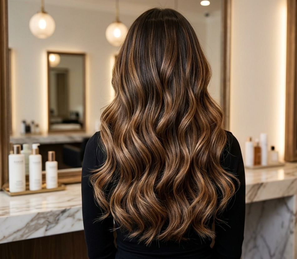 Woman with beautiful highlighted hair